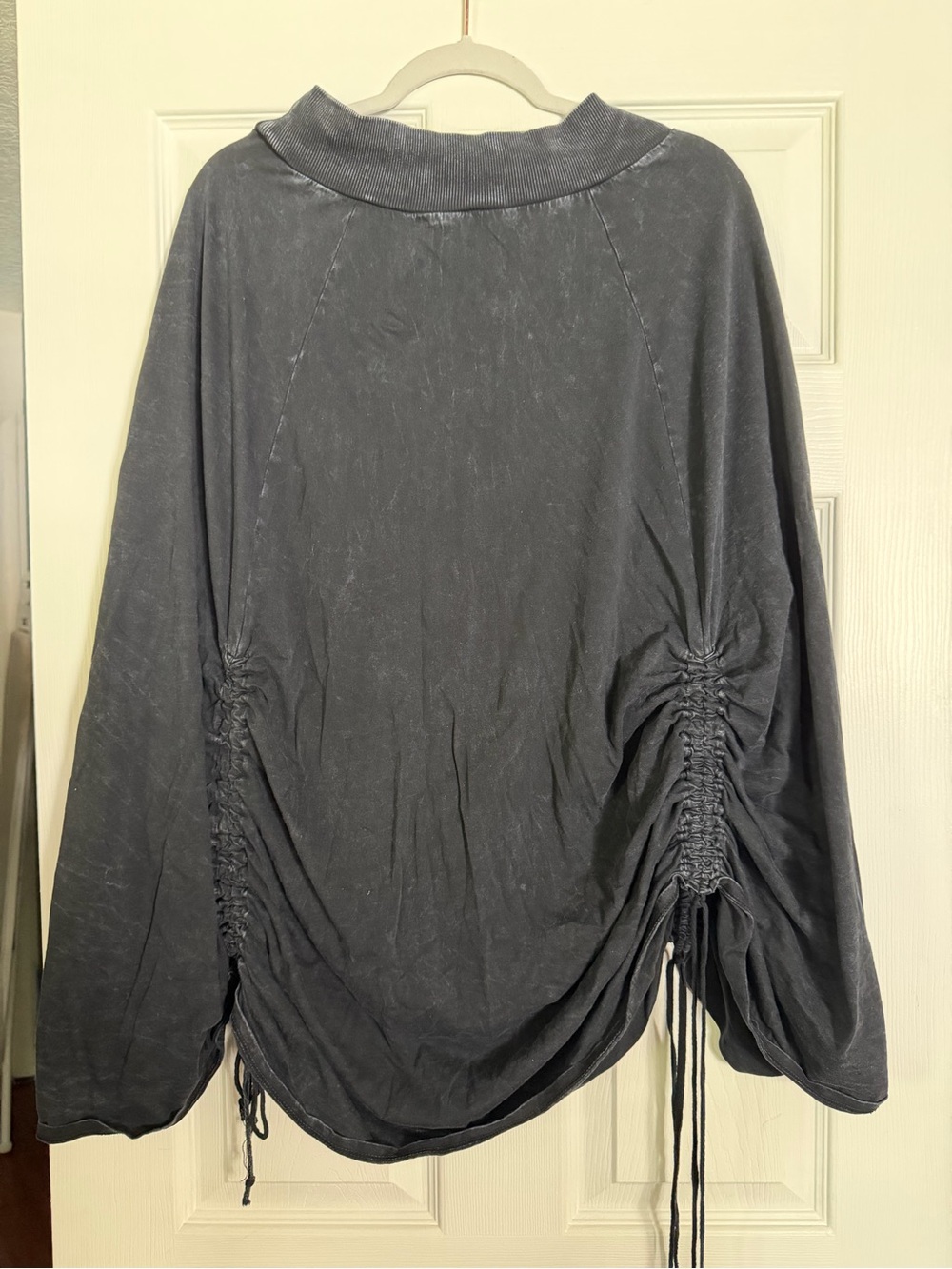 Matthew Charcoal black distressed Ruched A-Line Skirt - Picture 3 of 6